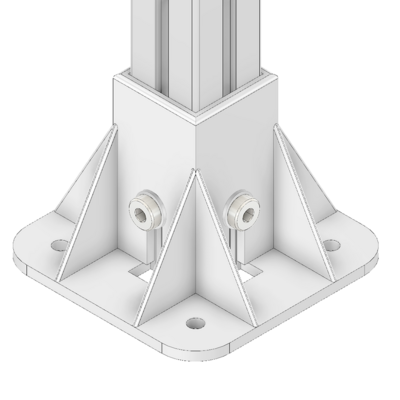 33-4545-0 MODULAR SOLUTIONS FOOT 45MM X 45MM (4) SIDED FOOT W/11MM FLOOR ANCHOR HOLES